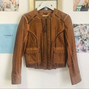 Anthroplogie Vegan Leather Brown Jacket